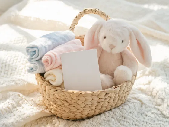 Newborn plush gift basket