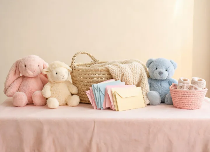 Baby shower plush gift table